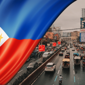 フィリピン 国旗と町並み